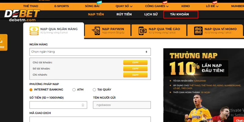 DEBET - Nhà cái cá độ bóng đá online đẳng cấp Châu Âu tại hairsmashing.sa.com 11 Hệ thống bảo mật tiền nạp rút tiên tiến